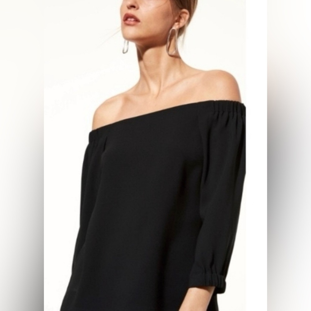 Oak + Fort off-shoulder black mini dress - Size S